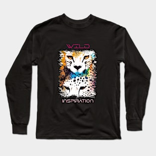 Cheetah Wild Nature Animal Colors Art Painting Long Sleeve T-Shirt